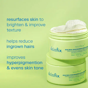 Resurface+ AHA/BHA Niacinamide Exfoliating Pads for Face and Targeted Body